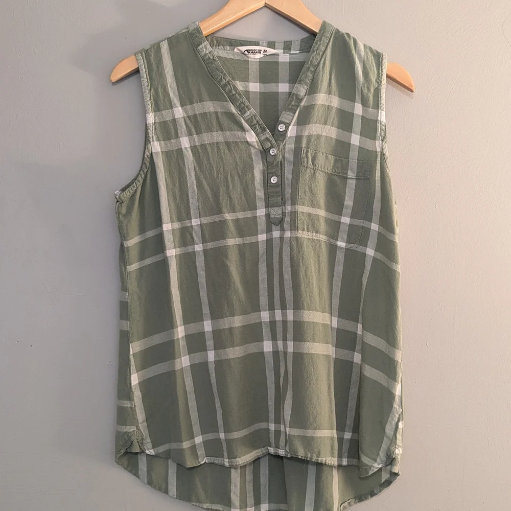 Mountain Khakis Green Plaid Sleeveless Women's Top - Picture 1 of 4